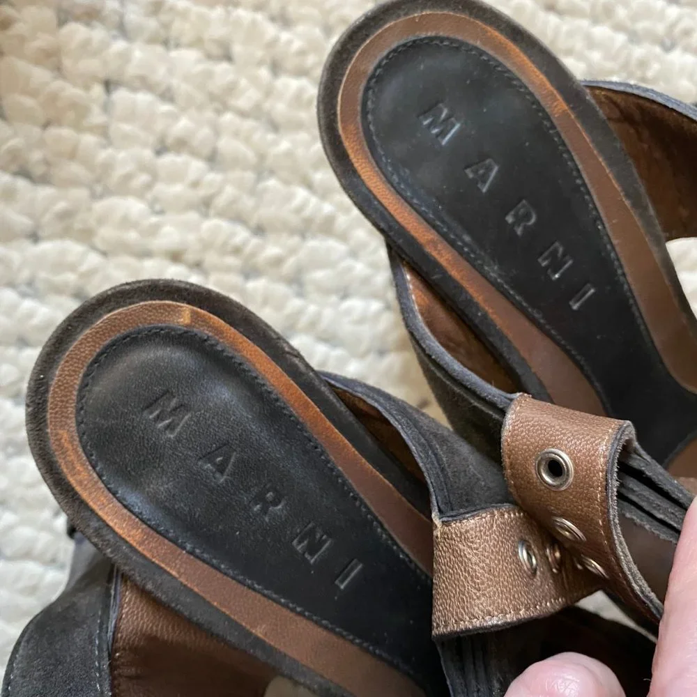 MARNI Platform Leather High Heel LUXE Retro Sandals! 38 US 8